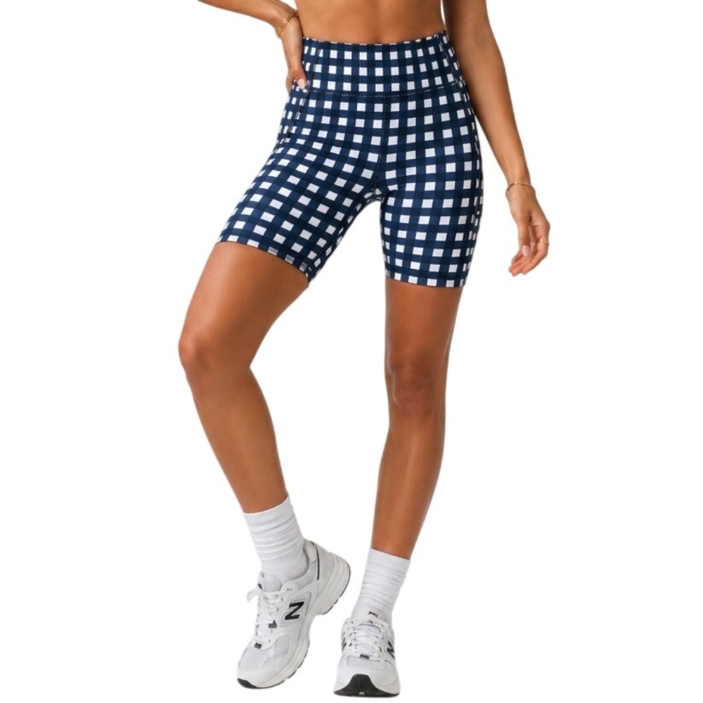 Tuckernuck Blue Gingham Compression Shorts Pickleball Tennis Activewear XS NWT